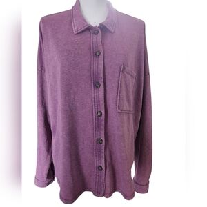 CUT & PASTE SHIRT JACKET SZ L PURPLE